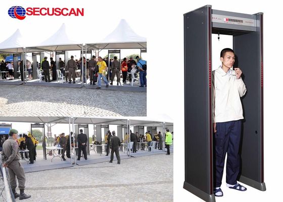遠隔コントローラーが付いている金属探知器のゲートを通るホテルの保証装置の歩行